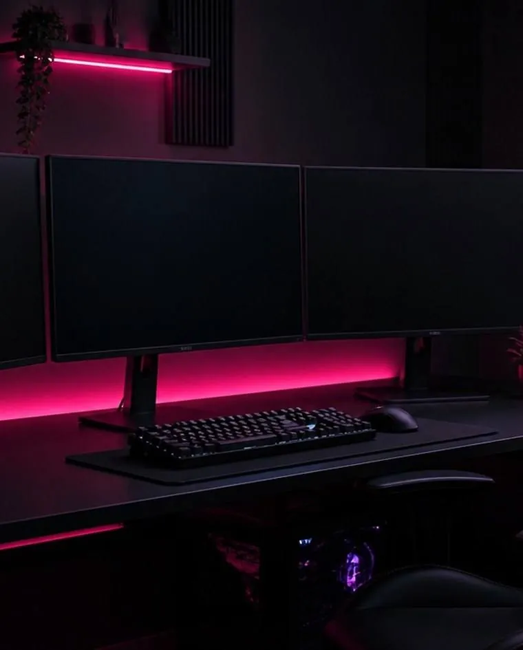 Setup de jogo à noite